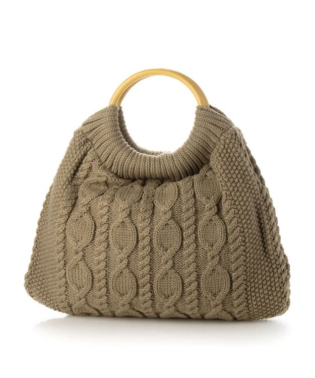 UNBILLION cachecache アラン編みリングハンドルトートバッグ ブラウン