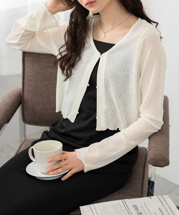 WEGO 【紫外線対策】シアーカーディガン ホワイトアイボリー