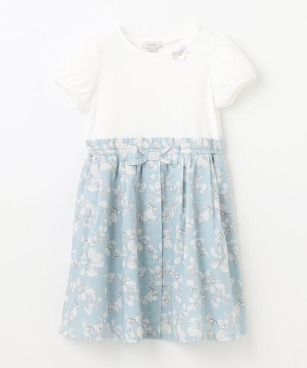 ANY KIDS ドッキング レトロ花柄 ワンピース サックスブルー