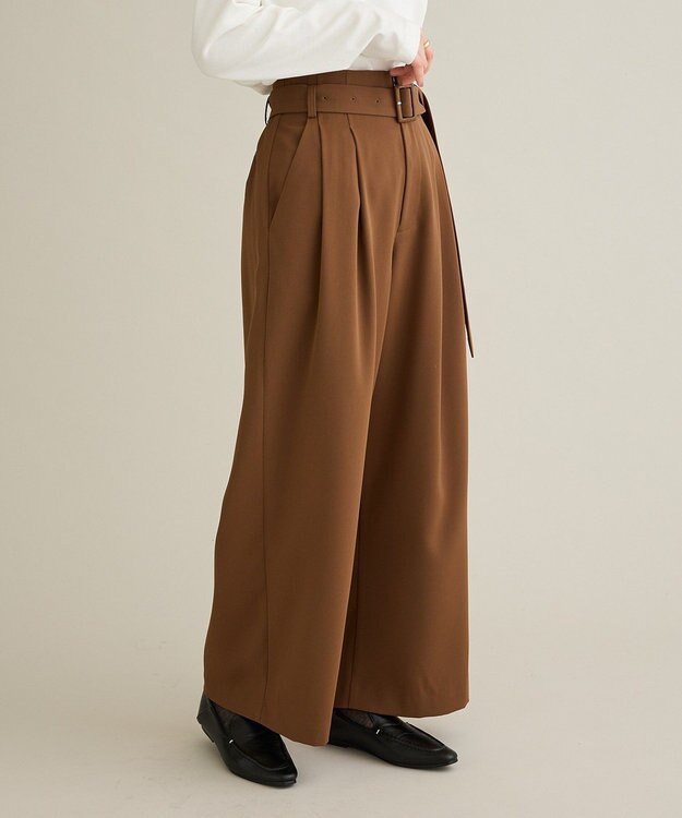 CRAFT STANDARD BOUTIQUE ハイウェストベルトワイドパンツ Brown