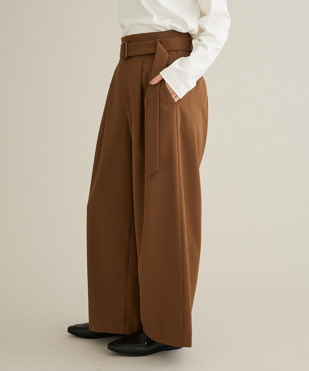 CRAFT STANDARD BOUTIQUE ハイウェストベルトワイドパンツ Brown