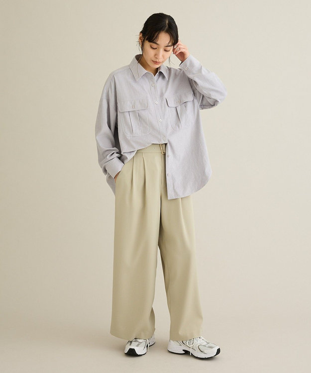 CRAFT STANDARD BOUTIQUE ハイウェストベルトワイドパンツ Light Beige