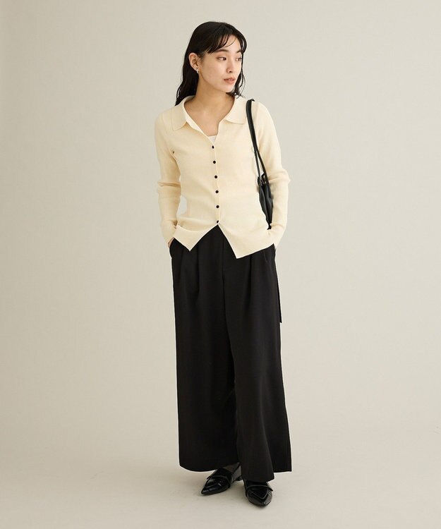 CRAFT STANDARD BOUTIQUE ハイウェストベルトワイドパンツ Black