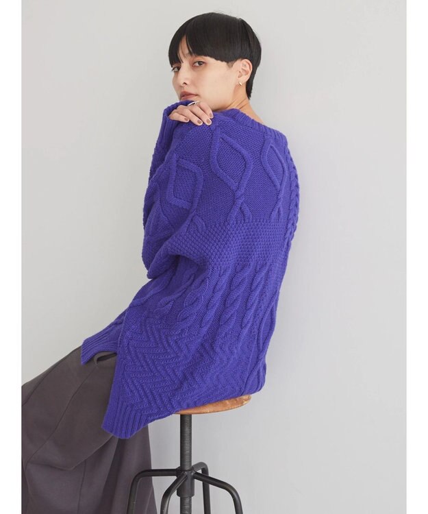 AMERICAN HOLIC パッチワークケーブルニットプルオーバー Purple