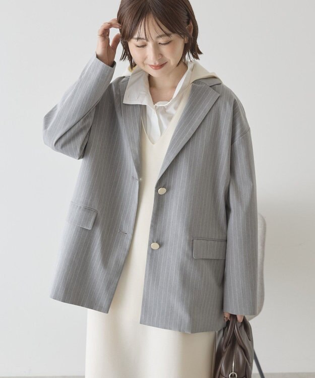 AMERICAN HOLIC オーバーサイズテーラージャケット Stripe Gray