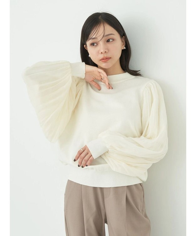 earth music&ecology マジョリカニットプルオーバー Ivory