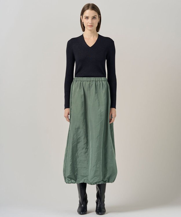 ICB 【新色追加】 エクストラファインメリノリブ Vネックプルオーバー ネイビーラメ系