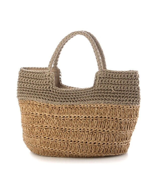 UNBILLION カシュカシュ cachecache / 切り替え柄編みミニトート カゴバッグ オーク