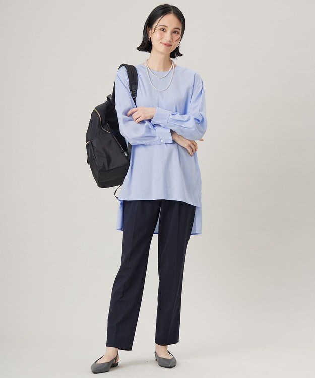 自由区 【SHIHOさん着用・洗える】SOMELOSチュニック ブラウス サックス