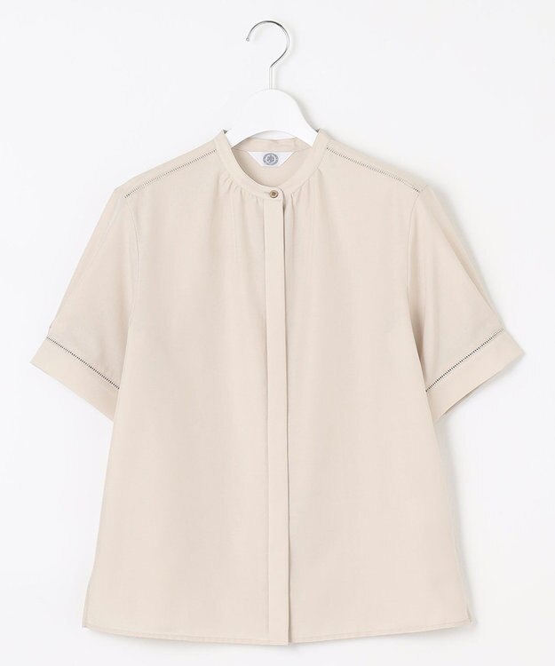 J.PRESS LADIES 【洗える・イージーケア】ライトタンブラー バンドカラー ブラウス ベージュ系