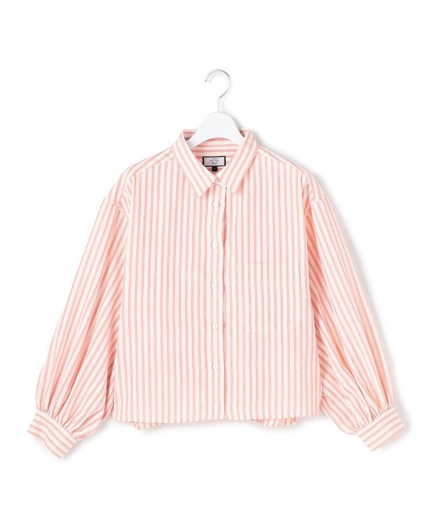 J.PRESS YORK STREET 【WOMEN】ストライプショート ブラウス ピンク系1