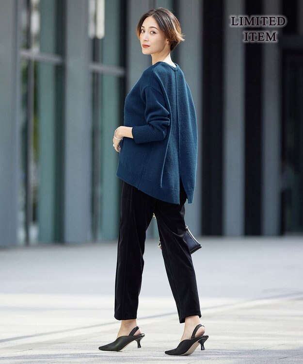 ICB L 【WEB限定】ファインメリノバルキー プルオーバー マリンブルー系