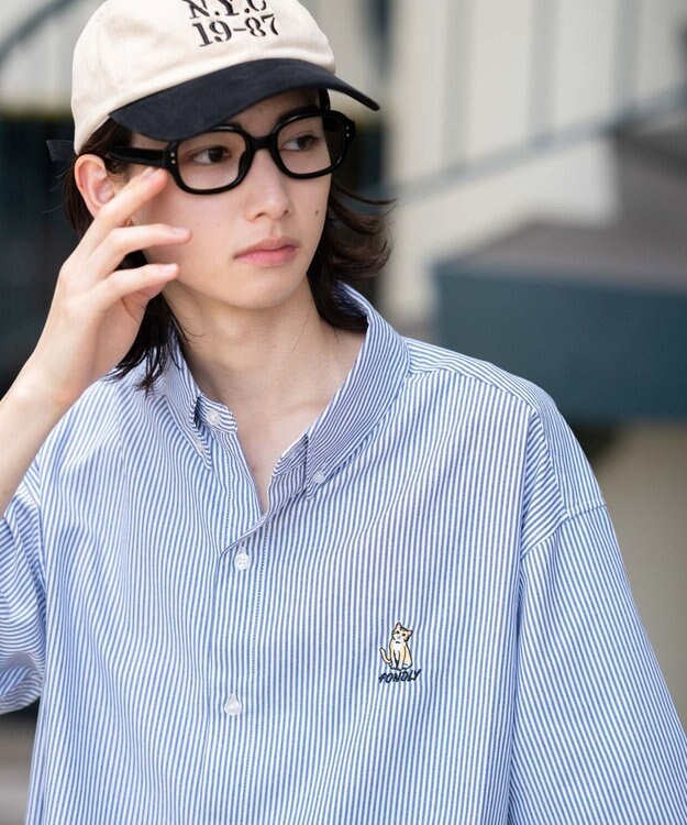 WEGO 【ユニセックス着用ITEM/MLサイズ展開】オックスフォードワンポイントシャツ（SS） 柄2