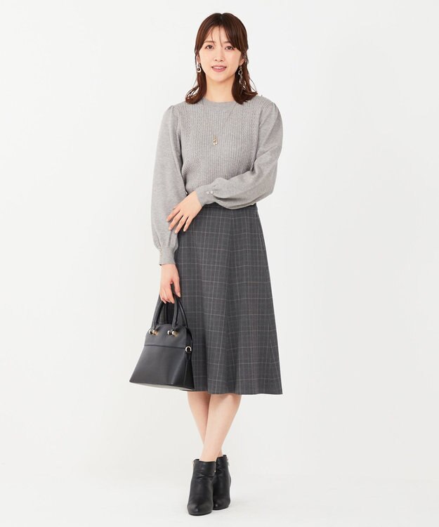 ANY SIS 【CICA加工】ケーブルポイント ニット ライトグレー