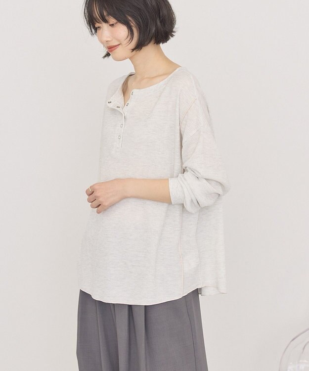 AMERICAN HOLIC 【選べる丈】ヘンリーネックワッフルメロープルオーバー Oatmeal