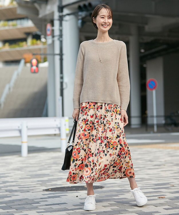 自由区 L 【洗える】ERICA楊柳プリント ギャザースカート ピンク系5