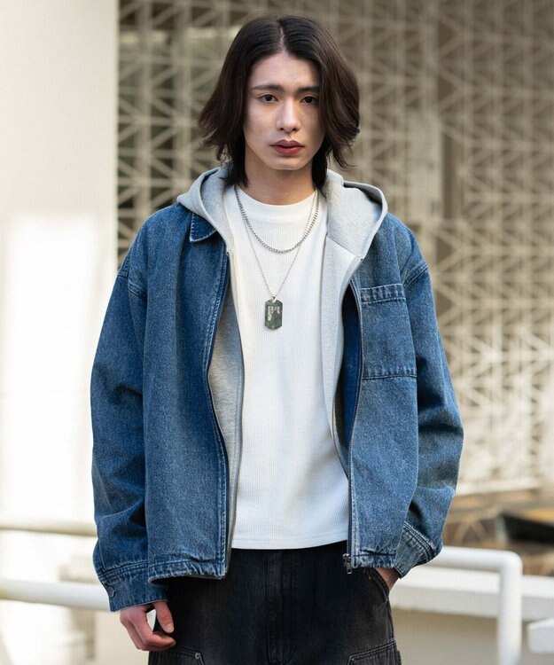 WEGO デニムシャツジャケット デニム中濃加工色