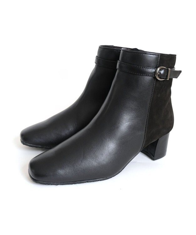 Pointer 本革スエードコンビショートブーツ ブラック(コンビ)