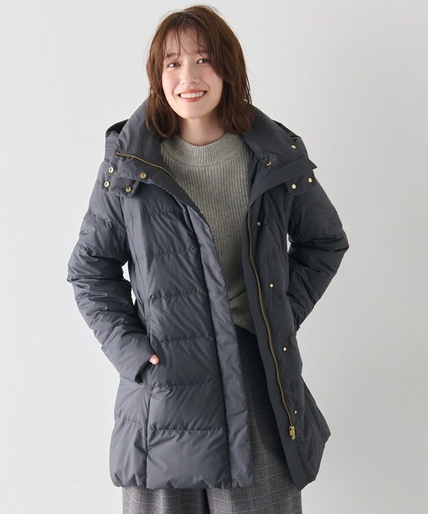 ANY 【洗濯機可/フード取り外し可能/撥水】楽映えリッチロング丈ダウン [一部店舗・WEB限定]チャコール