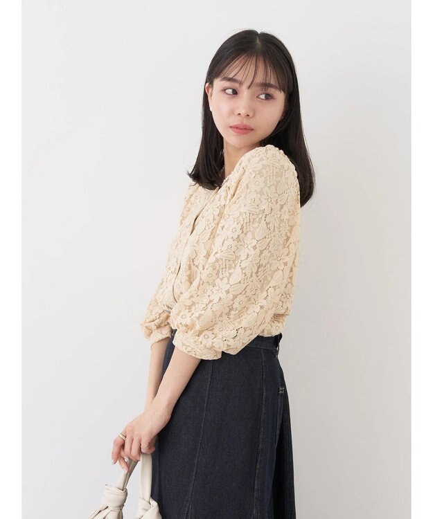 earth music&ecology フラワーレースブラウス Beige