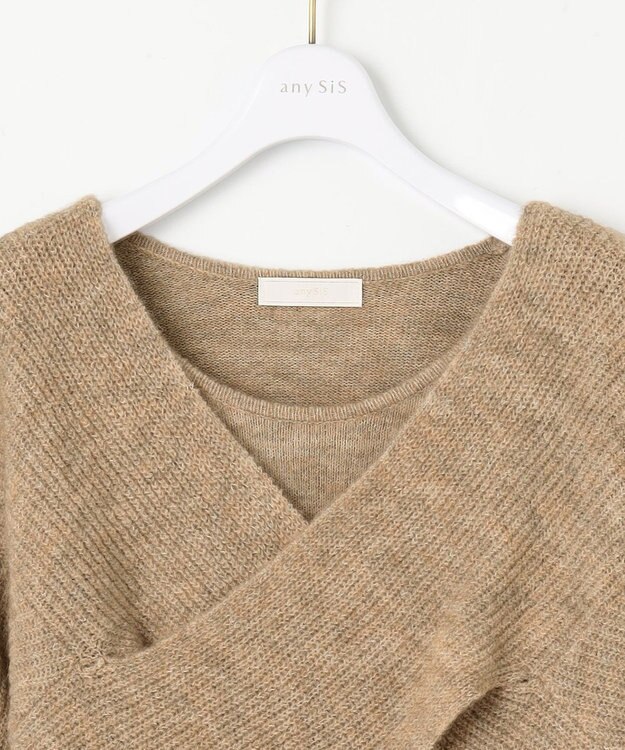 ANY SIS 【洗える】クロスレイヤードニット ワンピース ベージュ