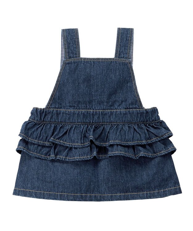 MIKI HOUSE HOT BISCUITS 【70-100cm】 デニムジャンパースカート インディゴブルー