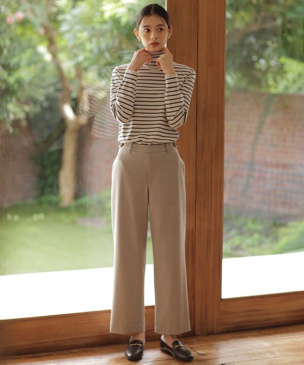 J.PRESS LADIES 【洗える】ANASTASIA milled セミワイド パンツ ベージュ系