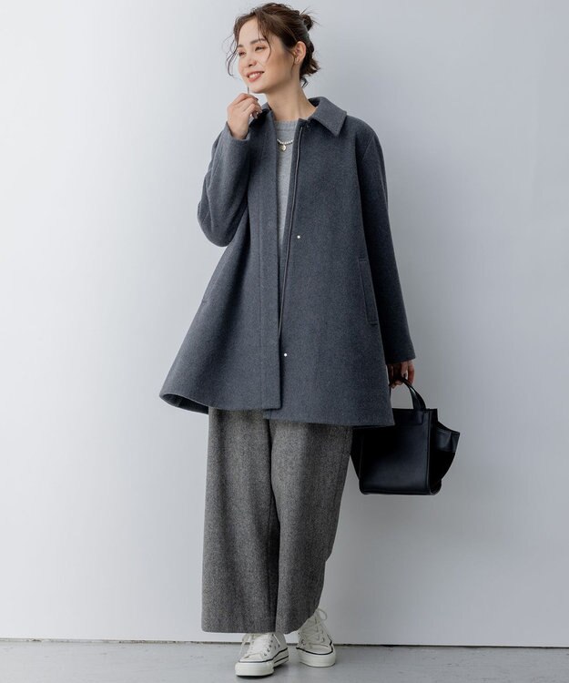 組曲 ショートビーバー ステンカラー コート グレー系
