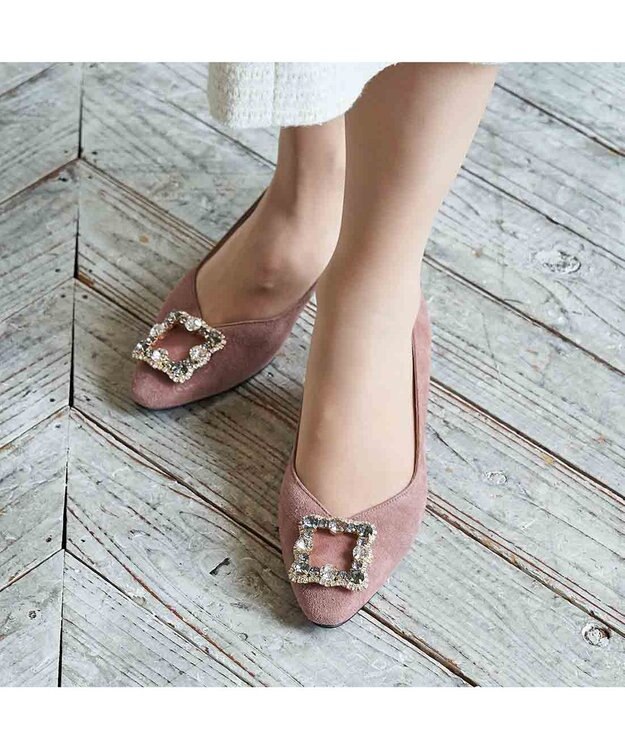 Riz raffinee <Riz raffinee>ビジューバックルパンプス ピンクスエード