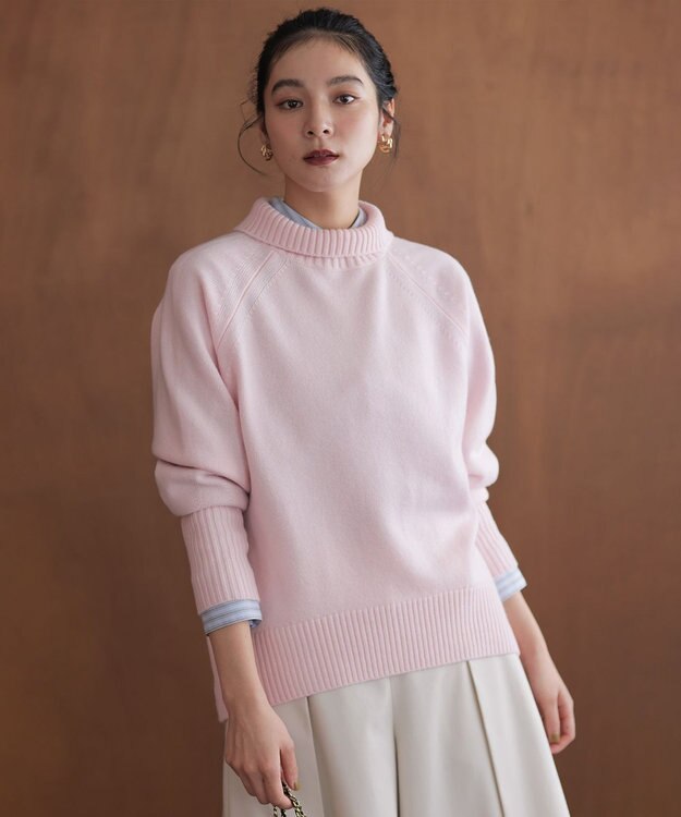 組曲 S ウールカシミヤミックス ロールネックニット ピンク系