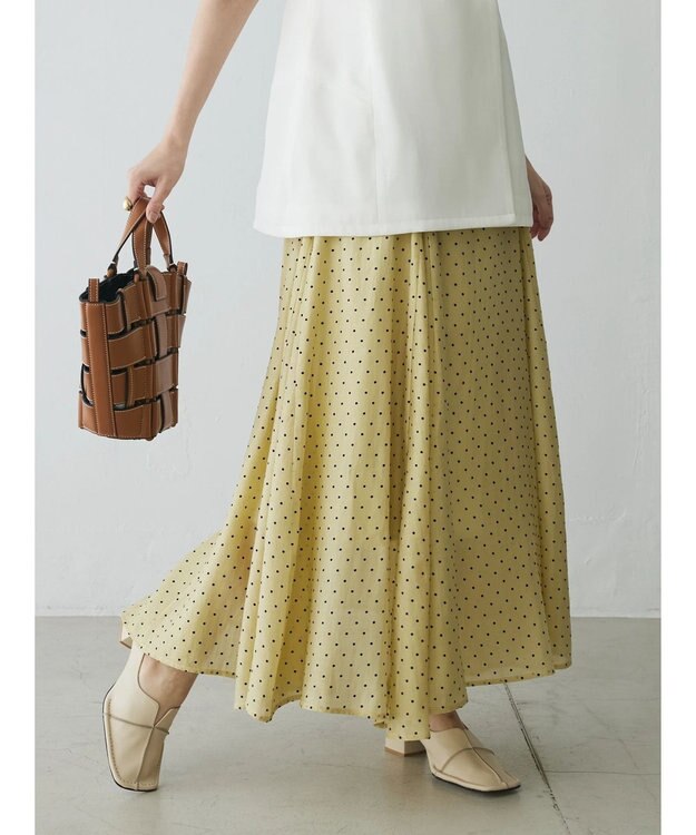 Green Parks AnriettMusee ドットフレアーロングスカート Lime Green