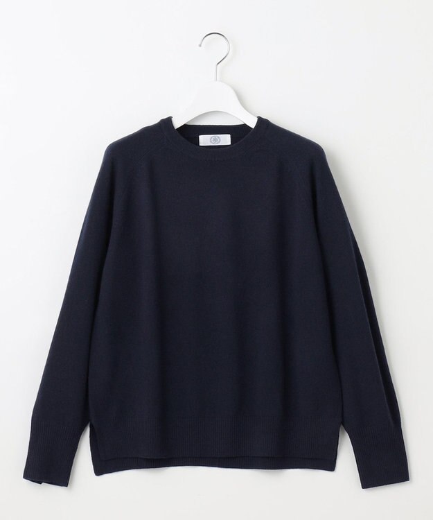 J.PRESS LADIES L 【洗える】SEMI WORSTED WOOL クルーネック ニット ネイビー系