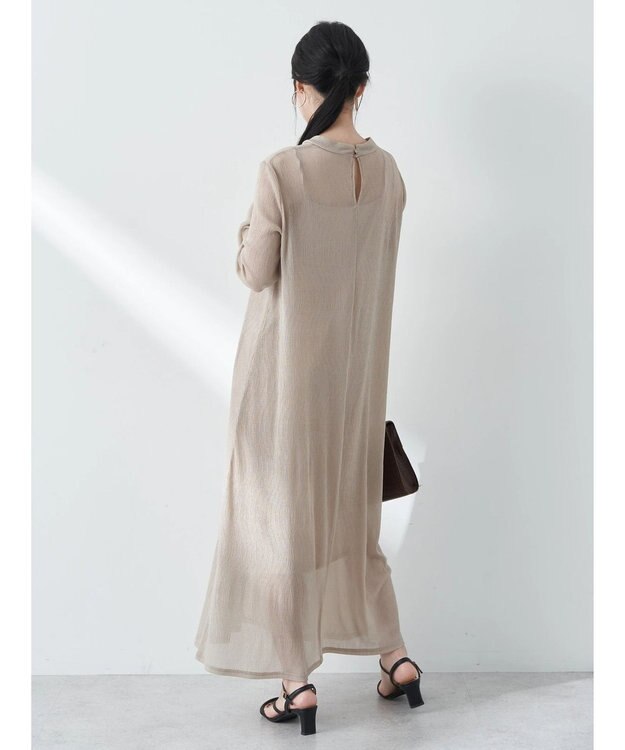 earth music&ecology ＳＥＴ２点シアーワンピース＋ペチワンピース Brown