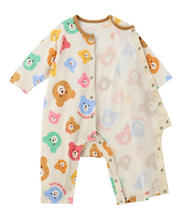 MIKI HOUSE HOT BISCUITS 【70-80cm】 カラフルビーンズ 総柄カバーオール マルチカラー