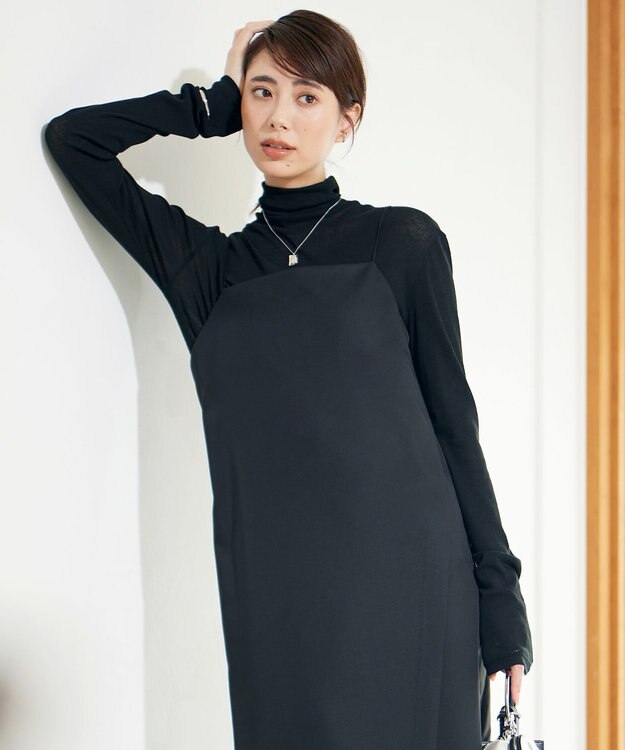 ICB L 【新色追加・洗える】 パウダリーリブ ハイネックプルオーバー ブラック系