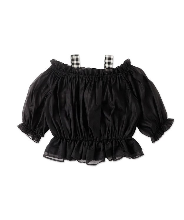 WEGO 【２点セット】キャミSETオーガンジーオフショルブラウス ブラック