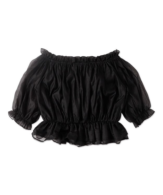 WEGO 【２点セット】キャミSETオーガンジーオフショルブラウス ブラック
