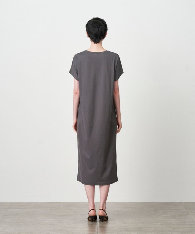 ATON SUVIN 60/2 | キャップスリーブドレス CHARCOAL GRAY