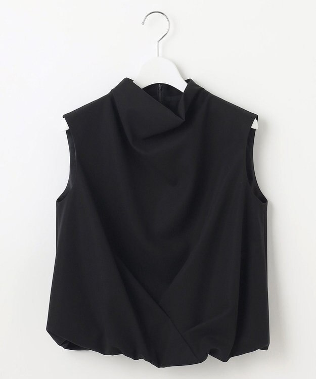 23区 L 【エステータ】コットンダブルクロス ノースリーブブラウス ブラック系