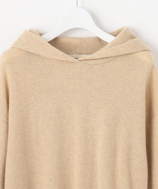 自由区 【洗える】ピュアカシミヤミルド フーディーニット ベージュ系