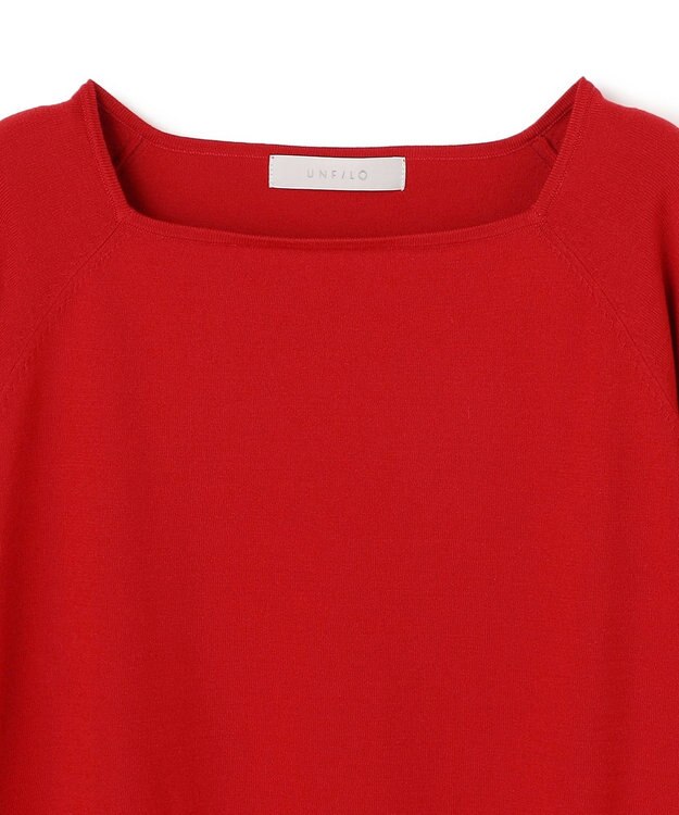 UNFILO マイビューティニット スクエアネック レッド