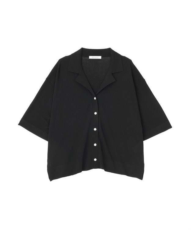 AMERICAN HOLIC 襟付き5分袖ニットカーディガン Black
