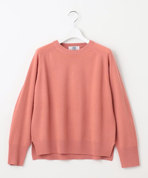 J.PRESS LADIES L 【洗える】SEMI WORSTED WOOL クルーネック ニット ピンク系