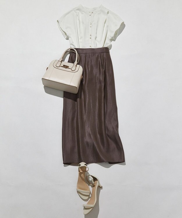 ANY SIS L 【洗える】ダブルボタンフレンチスリーブ ブラウス オフ