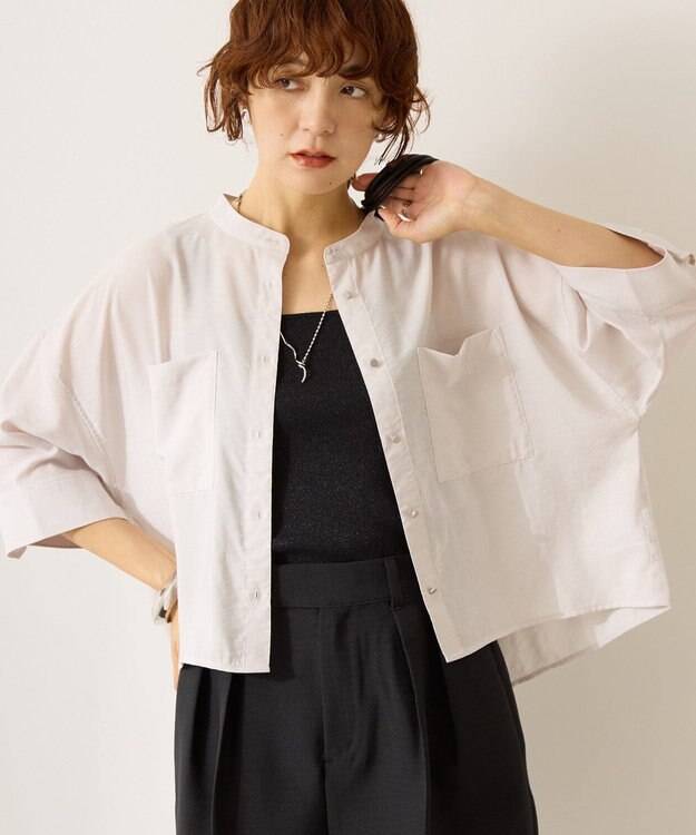 AMERICAN HOLIC 接触冷感Wポケット5分袖ショートシャツ Light Gray