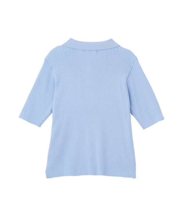 earth music&ecology ミニフリルポロカーディガン Blue