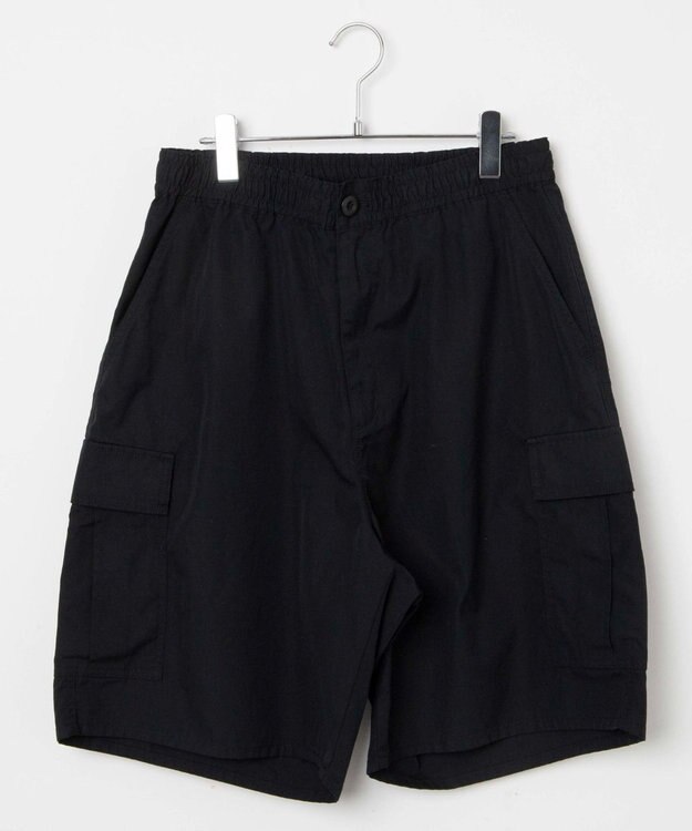 WEGO 【ウエストゴム/手洗い可】ワイドカーゴショーツ ブラック