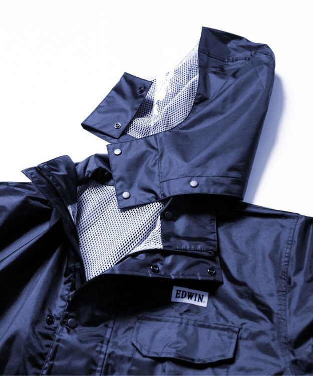 MOONBAT 【防水の頂点へ/上下セット】EDWIN (エドウィン) レインコート レインパンツ 上下セット ディープブルー