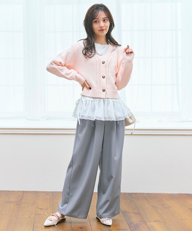 Feroux ゆるニット カーディガン ピンク系