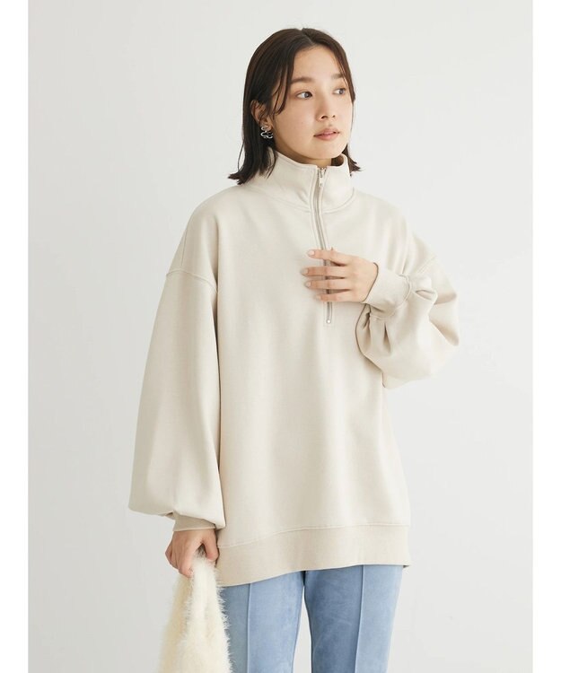 Green Parks ・ＳＵＧＡＲ　ＳＰＯＯＮ　ウラキモウハーフＺＩＰスウェット Ivory